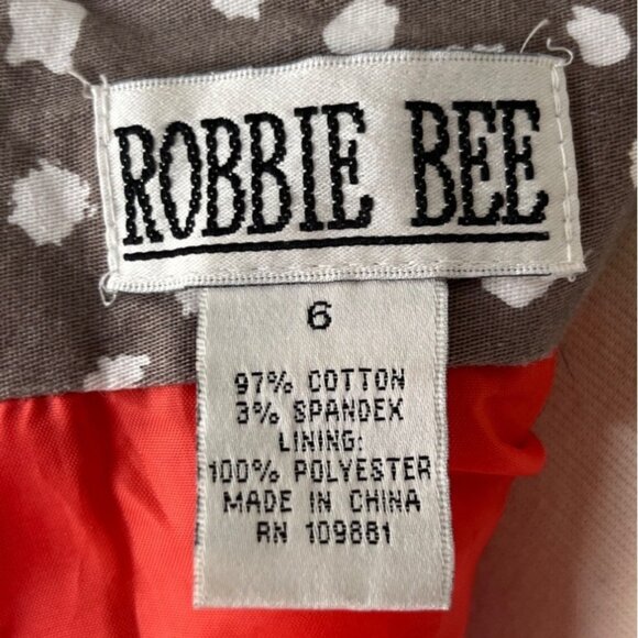 Robbie Bee Sheath Dress Brown White Size 6 Polka Dots Sleeveless Pockets Lined - Picture 7 of 8